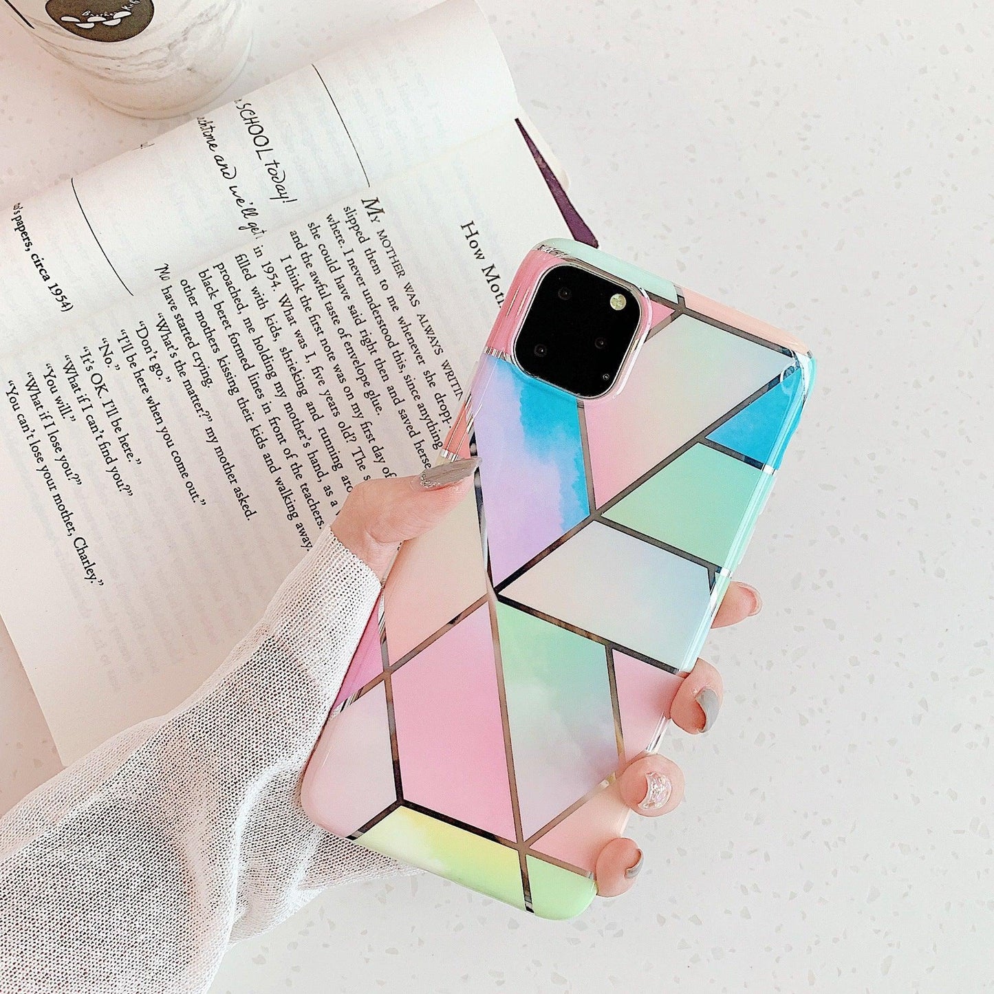 Rainbow Case for iPhone 14 13 12 11 Pro Max XR XS Marble Phone Shockproof Cover Silicone - For iphone 12Mini.