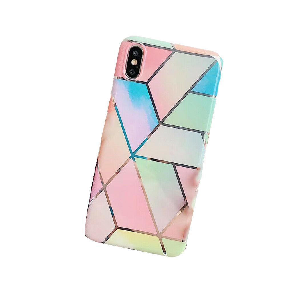 Rainbow Case for iPhone 14 13 12 11 Pro Max XR XS Marble Phone Shockproof Cover Silicone - For iphone 12Mini.