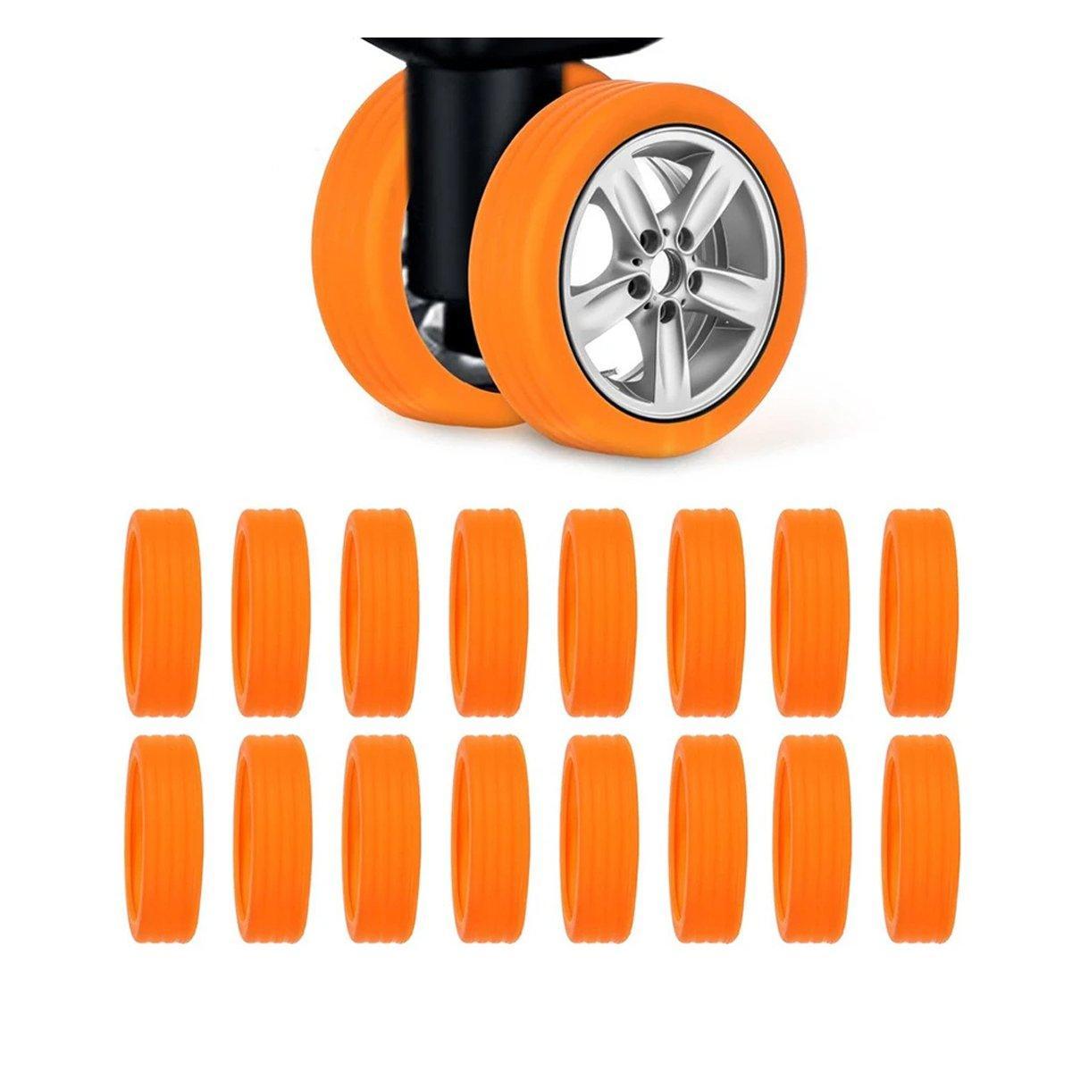 16PCS Silicone Luggage Wheels Cover Caster Shoes Wheel Protector for Luggage - Black
