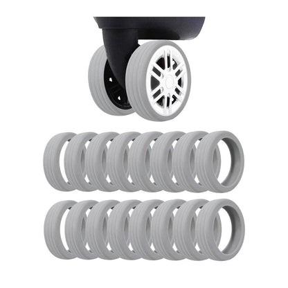 16PCS Silicone Luggage Wheels Cover Caster Shoes Wheel Protector for Luggage - Black