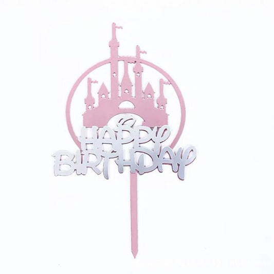 Up to 20pcs Princess Cake Topper Castle Cupcake Party Birthday Supplies Pink - 1pc