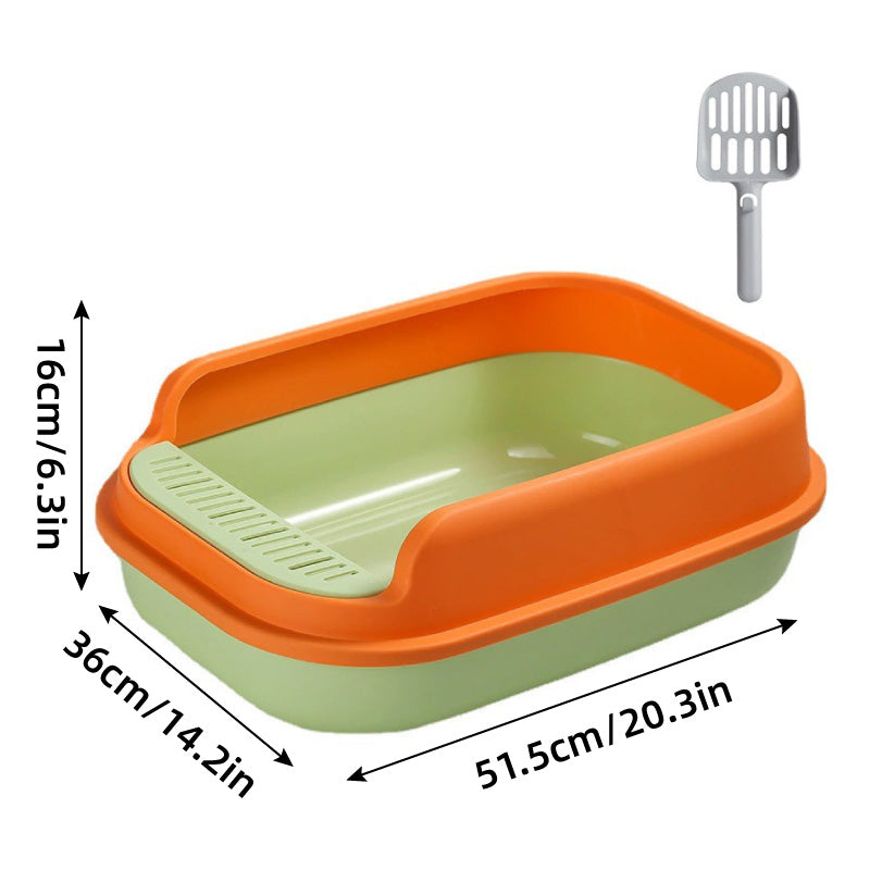 12L Semi Enclosed Large Cat Litter Box with Delivery Shovel Easy Clean Toilet - White-Grey