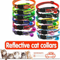 Reflective Cat Collar with Breakaway Buckle and Bell Adjustable for Small Pet Use - Shiny Green