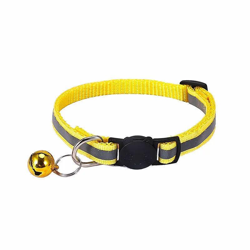 Reflective Cat Collar with Breakaway Buckle and Bell Adjustable for Small Pet Use - Shiny Green
