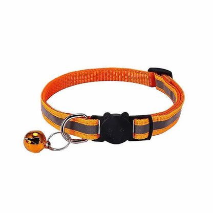 Reflective Cat Collar with Breakaway Buckle and Bell Adjustable for Small Pet Use - Shiny Green