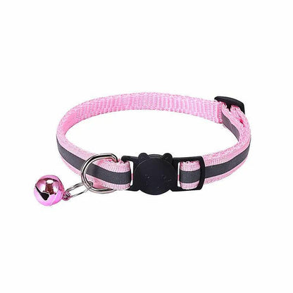 Reflective Cat Collar with Breakaway Buckle and Bell Adjustable for Small Pet Use - Shiny Green