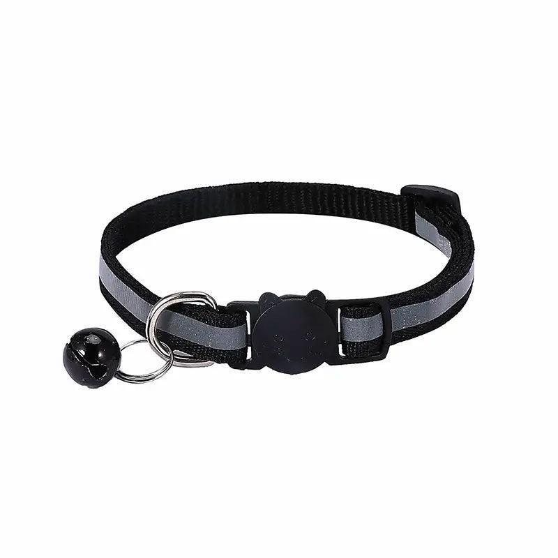 Reflective Cat Collar with Breakaway Buckle and Bell Adjustable for Small Pet Use - Shiny Green