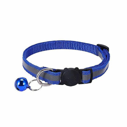 Reflective Cat Collar with Breakaway Buckle and Bell Adjustable for Small Pet Use - Shiny Green