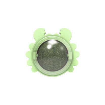 2PCS Rotatable Catnip Mint Ball Cat Treat Toys Licking Snack Cat Molar - Green