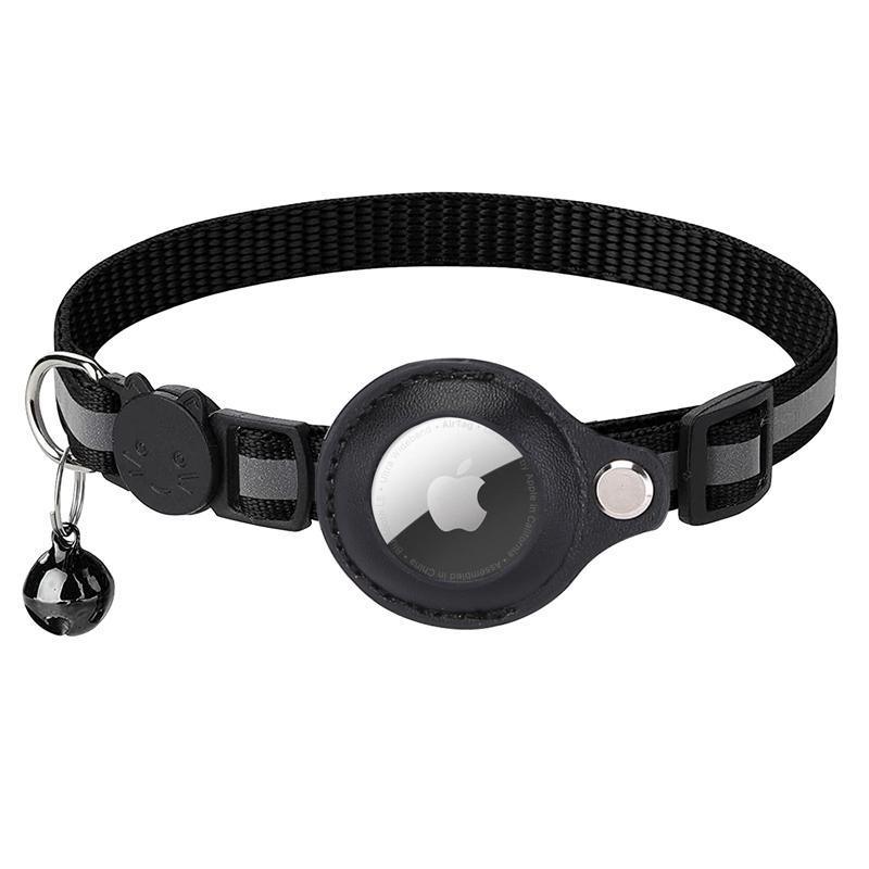Reflective Pet Collar with Holder for AirTag Tracker – Anti-Lost Cat Dog Tag - Red