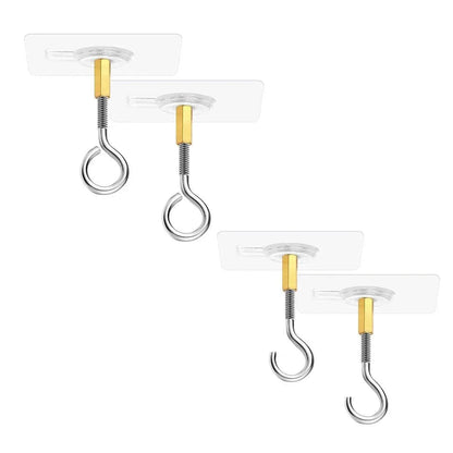 12 PCS Heavy Duty Self Adhesive Hooks Stainless Steel Ceiling Hooks for Home - Open