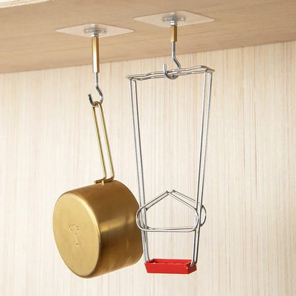 12 PCS Heavy Duty Self Adhesive Hooks Stainless Steel Ceiling Hooks for Home - Open