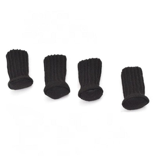 24Pcs Knitted Table Chair Leg Socks Sleeve Floor Protector Furniture Feet Covers - Black