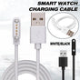 Universal Smart Watch Bracelet Charging Cable 4-Pin 2.54 Snap-on Charger Cords - White.