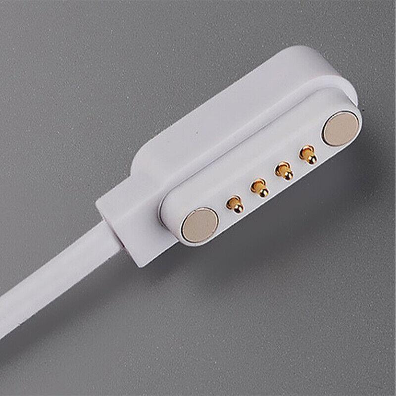 Universal Smart Watch Bracelet Charging Cable 4-Pin 2.54 Snap-on Charger Cords - White.