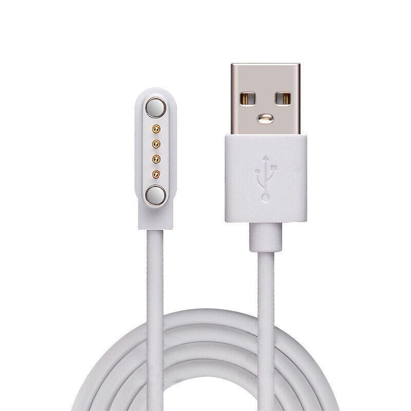 Universal Smart Watch Bracelet Charging Cable 4-Pin 2.54 Snap-on Charger Cords - White.