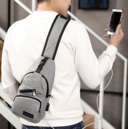 Durable Mens Chest Bag Shoulder Backpack Man Sling Cross Body Satchel Travel Bag - Black