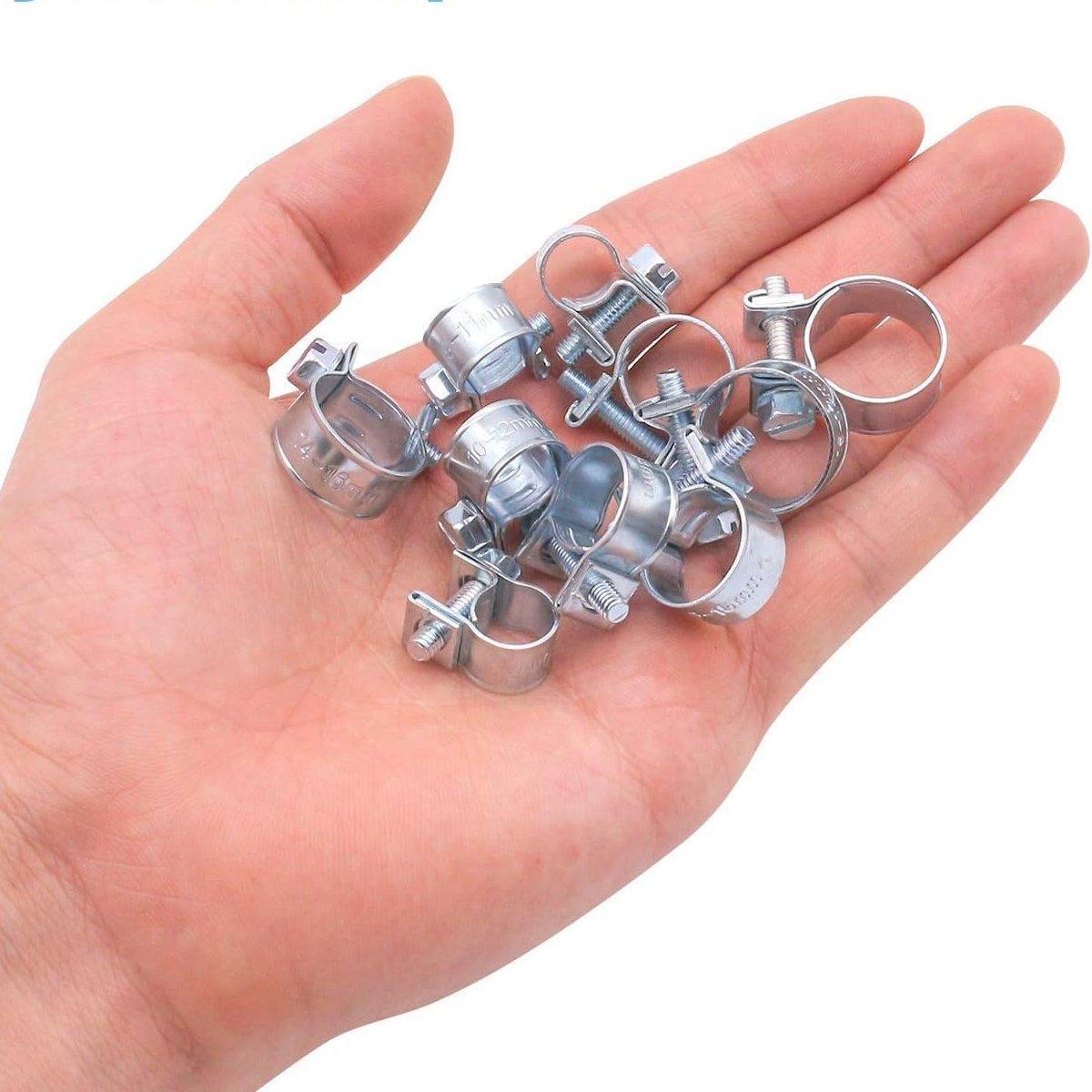 10pcs Galvanized Iron Fuel Hose Clamps For Automobile Air Pipe Secure Grip - 6-8mm.