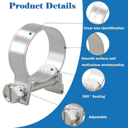 10pcs Galvanized Iron Fuel Hose Clamps For Automobile Air Pipe Secure Grip - 6-8mm.