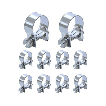 10pcs Galvanized Iron Fuel Hose Clamps For Automobile Air Pipe Secure Grip - 6-8mm.