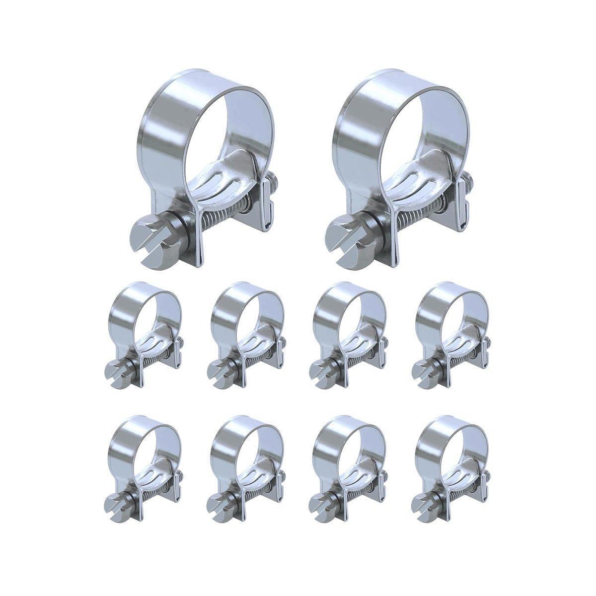 10pcs Galvanized Iron Fuel Hose Clamps For Automobile Air Pipe Secure Grip - 6-8mm.
