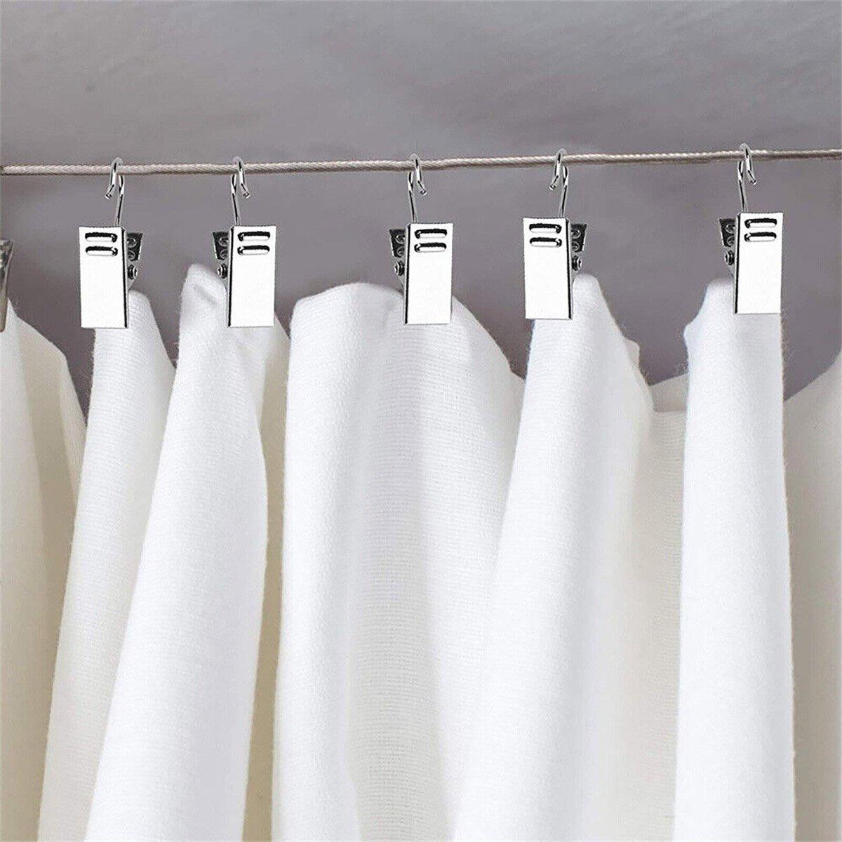 50PCS Stainless Steel Curtain Clip Hooks Strong Load-bearing Shower Accessories - Copper