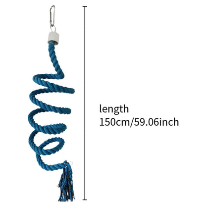 Bird Climbing Rope Toy Cotton Spiral Ladder Parrot Cage Hanging Swing Pet Toy - Green