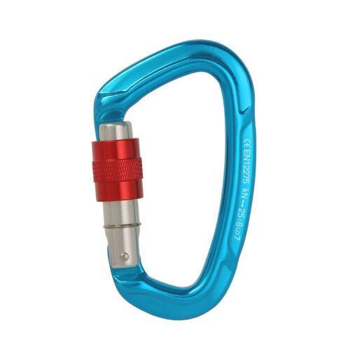 25KN Screwgate Locking Rock Climbing Carabiner Clip Aluminum D Ring Hook Buckle - Black