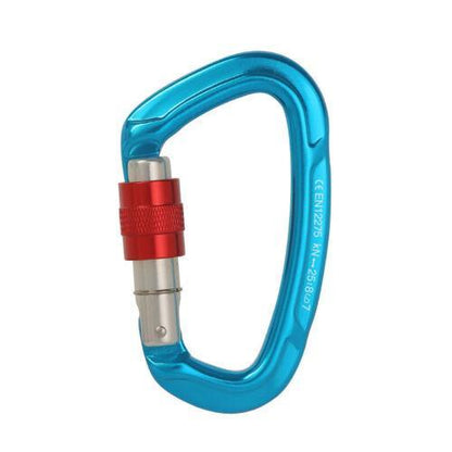 25KN Screwgate Locking Rock Climbing Carabiner Clip Aluminum D Ring Hook Buckle - Black
