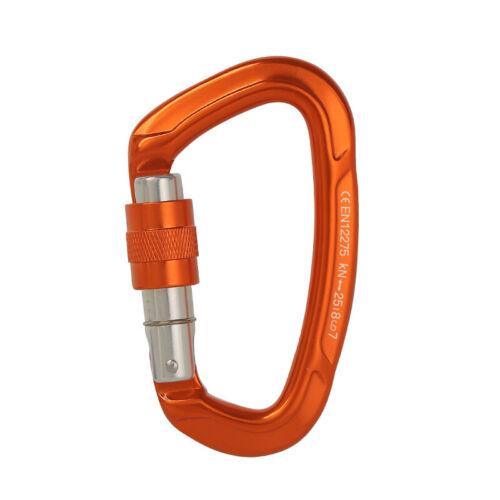 25KN Screwgate Locking Rock Climbing Carabiner Clip Aluminum D Ring Hook Buckle - Black