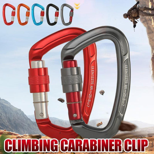 25KN Screwgate Locking Rock Climbing Carabiner Clip Aluminum D Ring Hook Buckle - Orange