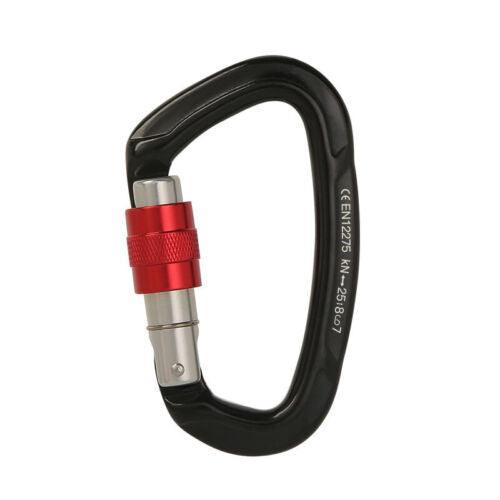 25KN Screwgate Locking Rock Climbing Carabiner Clip Aluminum D Ring Hook Buckle - Orange
