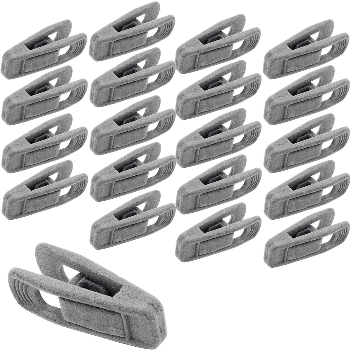 Clothes Drying Clips 20 Pack Velvet Flocking Trouser Pegs Hanger Grip Clamp Set - Black