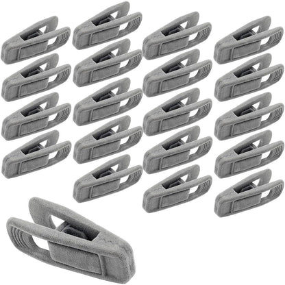 Clothes Drying Clips 20 Pack Velvet Flocking Trouser Pegs Hanger Grip Clamp Set - Black