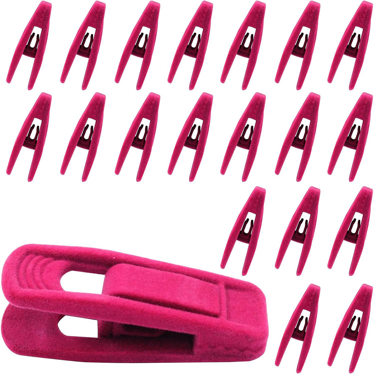 Clothes Drying Clips 20 Pack Velvet Flocking Trouser Pegs Hanger Grip Clamp Set - Black