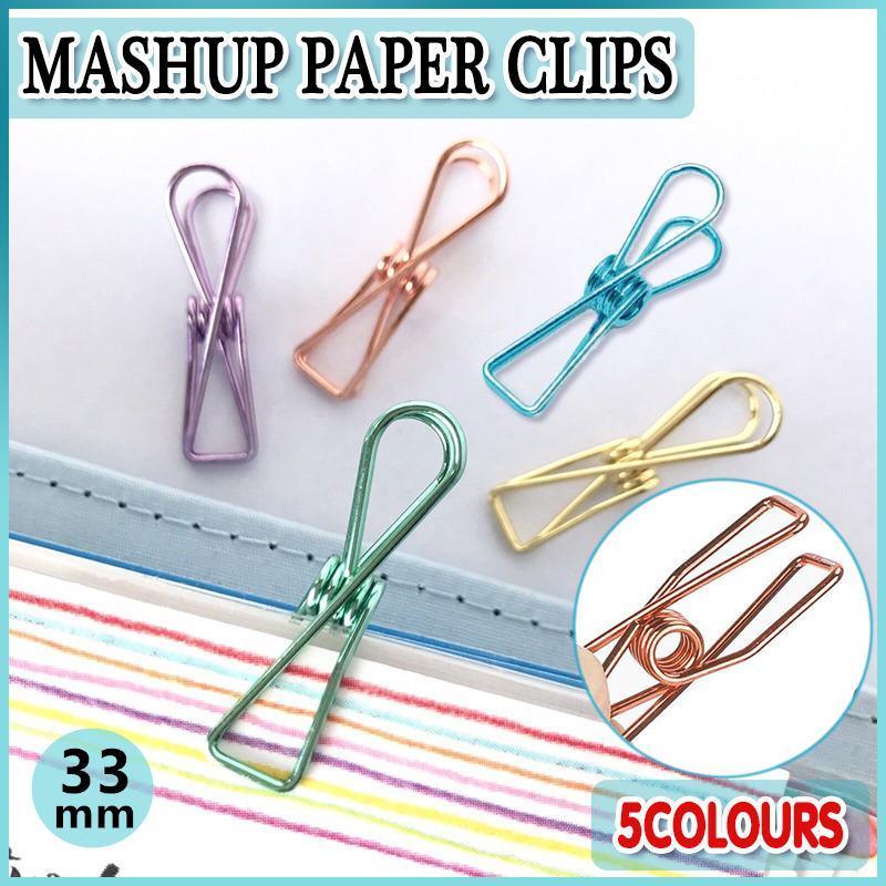 10X Spring Paperclips Metal Wire Hollow Out Clips 33mm Mini Binder Paper Clip - Green