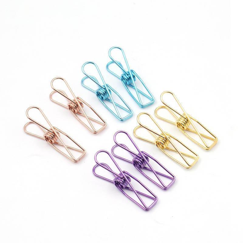 10X Spring Paperclips Metal Wire Hollow Out Clips 33mm Mini Binder Paper Clip - Green