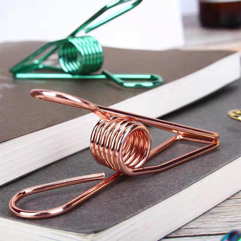 10X Spring Paperclips Metal Wire Hollow Out Clips 33mm Mini Binder Paper Clip - Green