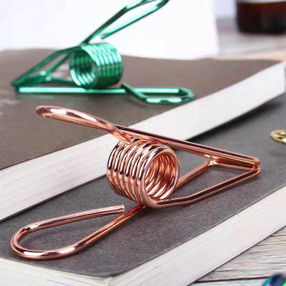 10X Spring Paperclips Metal Wire Hollow Out Clips 33mm Mini Binder Paper Clip - Green