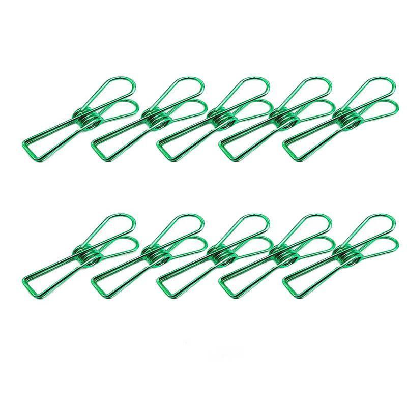 10X Spring Paperclips Metal Wire Hollow Out Clips 33mm Mini Binder Paper Clip - Green