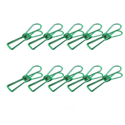 10X Spring Paperclips Metal Wire Hollow Out Clips 33mm Mini Binder Paper Clip - Green