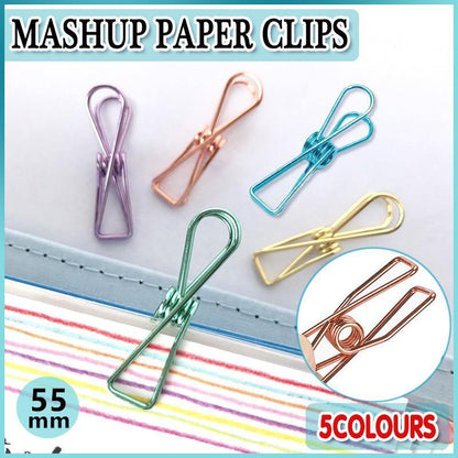 10X Spring Paperclips Metal Wire Hollow Out Clips 55mm Mini Binder Paper Clip - Purple