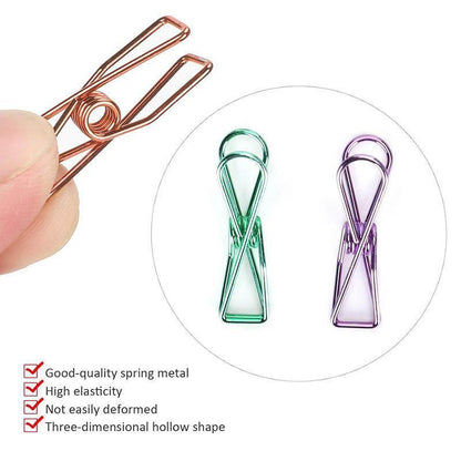 10X Spring Paperclips Metal Wire Hollow Out Clips 55mm Mini Binder Paper Clip - Purple