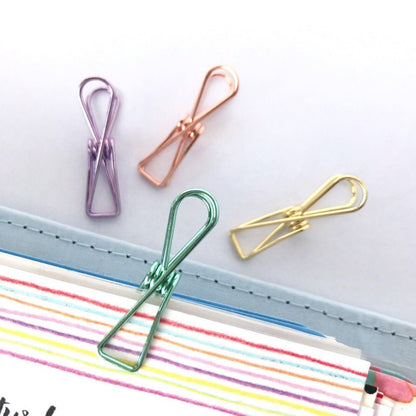 10X Spring Paperclips Metal Wire Hollow Out Clips 55mm Mini Binder Paper Clip - Purple