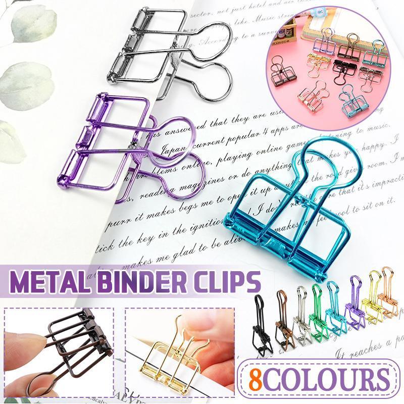 Solid Color Hollow Out Swallowtail Metal Binder Bookmark Clips Office Supplies - Black