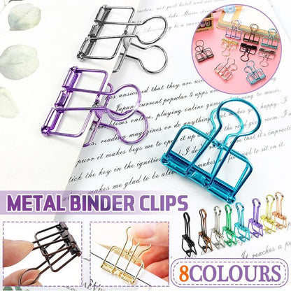 Solid Color Hollow Out Swallowtail Metal Binder Bookmark Clips Office Supplies - Black