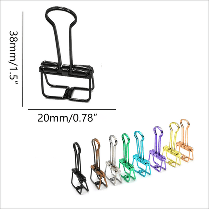 Solid Color Hollow Out Swallowtail Metal Binder Bookmark Clips Office Supplies - Black