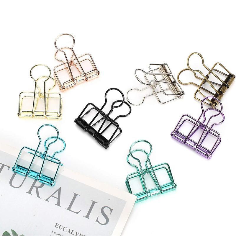 Solid Color Hollow Out Swallowtail Metal Binder Bookmark Clips Office Supplies - Black