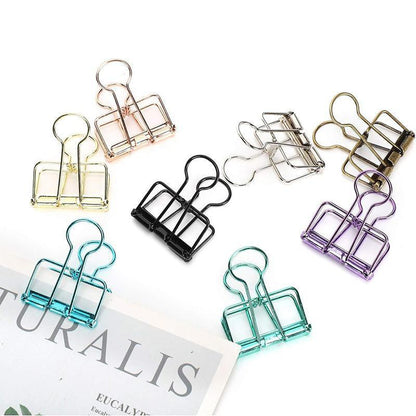 Solid Color Hollow Out Swallowtail Metal Binder Bookmark Clips Office Supplies - Black