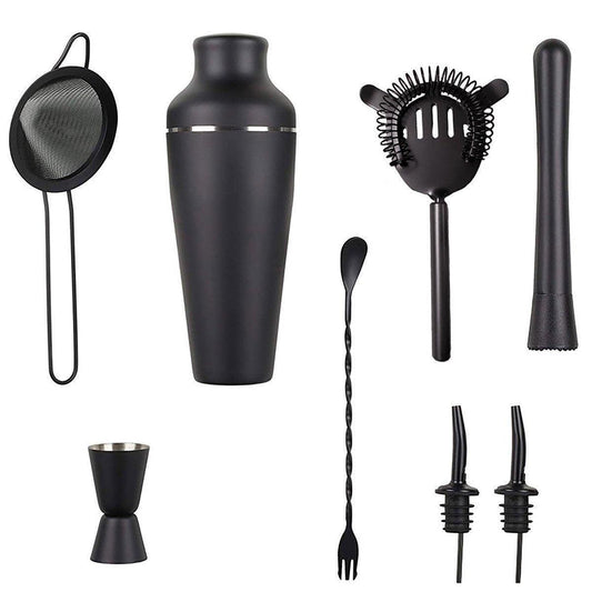 8PCS/700ML Stainless Steel Cocktail Shaker Bartender Tools Set Bar Supplies.